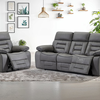 3+1 Cinema-Style Sofa Set | 2-Piece Electric Reclining Sofa Package in Grey Fabric with Massage, LED Profile Picture